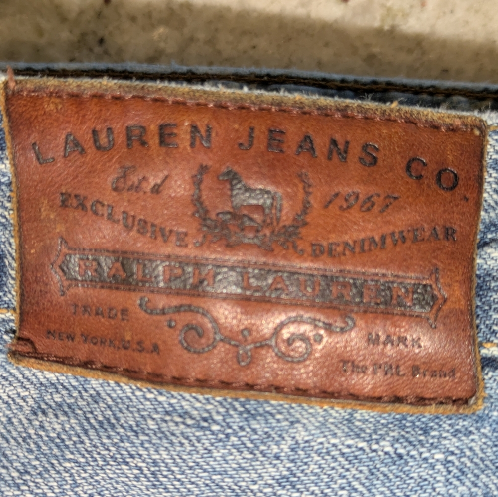 LRL Ralph Lauren Patchwork Straight Wide Leg Jeans Size 10 Vintage Distressed - Picture 7 of 16